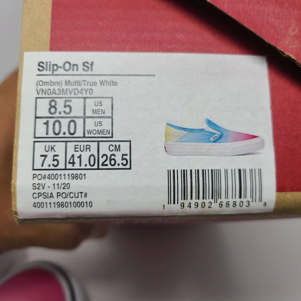 Vans Slip-On Sf Women 10 Multicolor Ombre Rainbow UltraCush VN0A3MVD4Y0